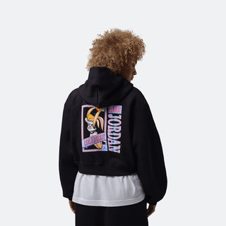 W Jordan Brooklyn Space Jam Fleece Full-Zip Cropped Hoodie