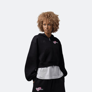W Jordan Brooklyn Space Jam Fleece Full-Zip Cropped Hoodie