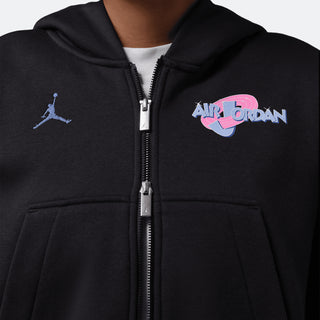 W Jordan Brooklyn Space Jam Fleece Full-Zip Cropped Hoodie