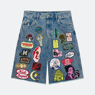 KidSuper Patches Denim Long Shorts